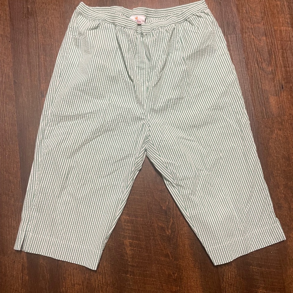 Quacker Factory Mint Seersucker Capris Vintage
